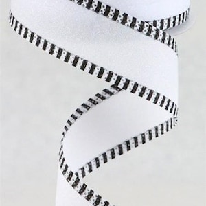 2.5in Tricolor Striped Ribbon: Black & White 10 Yards 