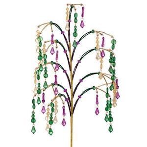 Mardi Gras Falling Bead Acrylic Spray Stem 22" Mardi Gras Floral Accents for Wreaths, Wreath Embellishment Supplies, MTX70914