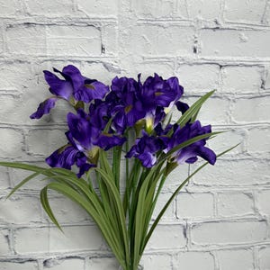 Iris Bush, Purple, 20“, Garden Wreath Embellishments, Purple Wedding Bouquet, 85702