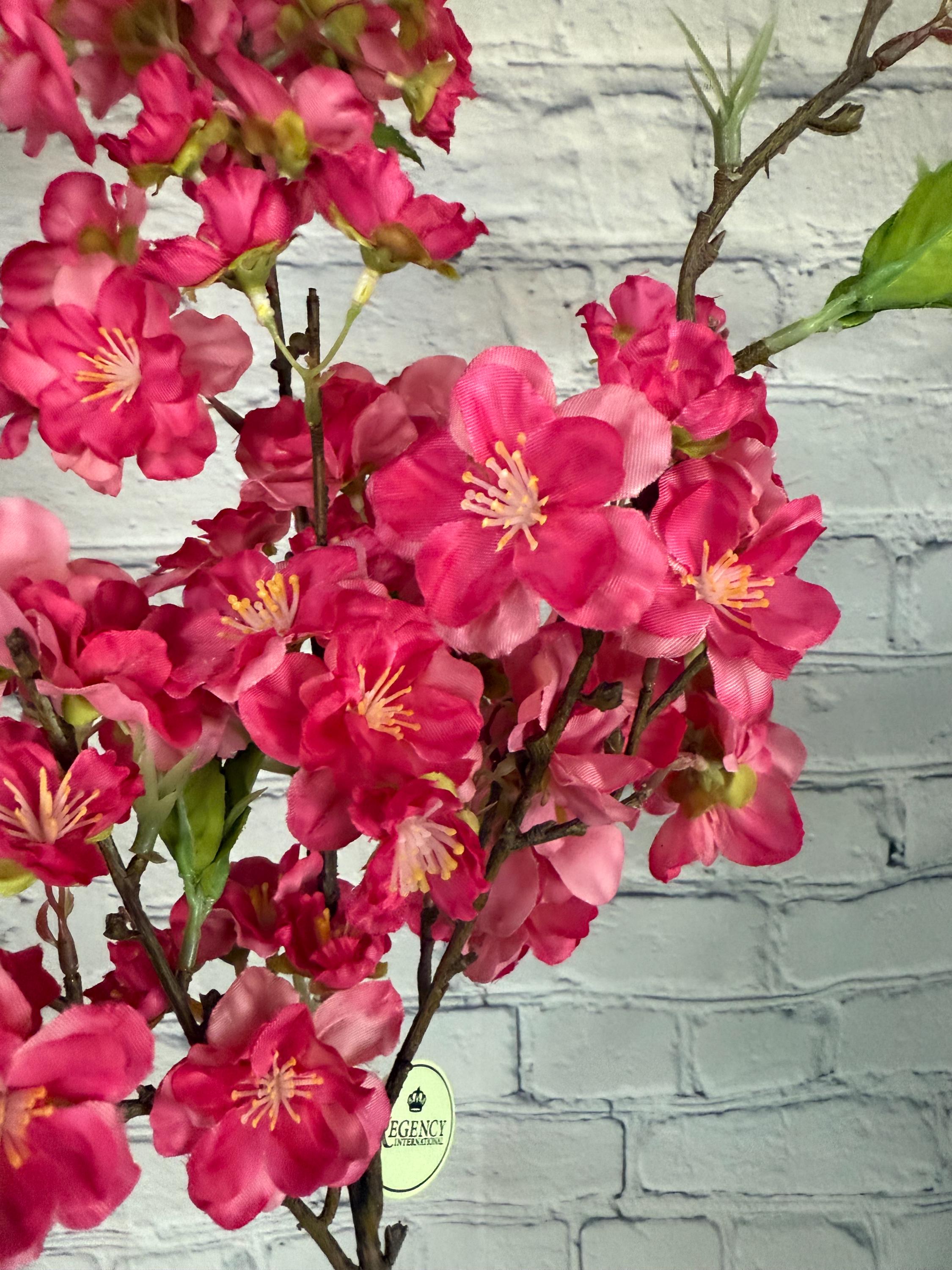 Cherry Blossom Hot Pink Pick 18”, Floral Stems for Wreath, Floral