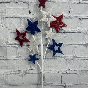 Red, White & Blue 23" Glitter Star Spray – Set of 9 Stars, HJ1074