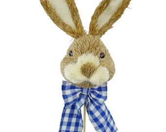 Bunny Head w/ Blue Bow, D4.5xW4.5xH 20", Easter Decor, Wreath Arrangement or Craft Supply, 62953BL