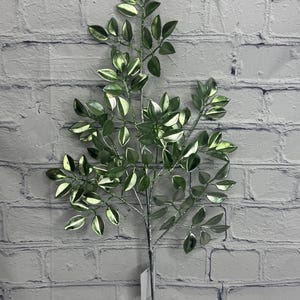Sage Green Metallic Leaf Cluster Spray 26", Spring and Summer Filler, Wedding Centerpieces, XS256009