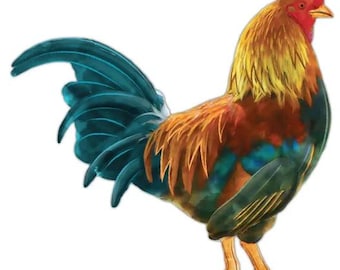 Rooster Metal Sign, Embossed – 12" H x 11.75" L