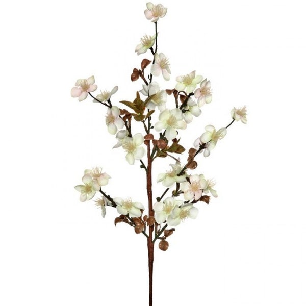 Cream Blush Plum Blossom Pick 21”, Floral Stems for Wreath and Craft Supplies, Floral and Garden Wreath Embellishments, Blush Wedding Floral