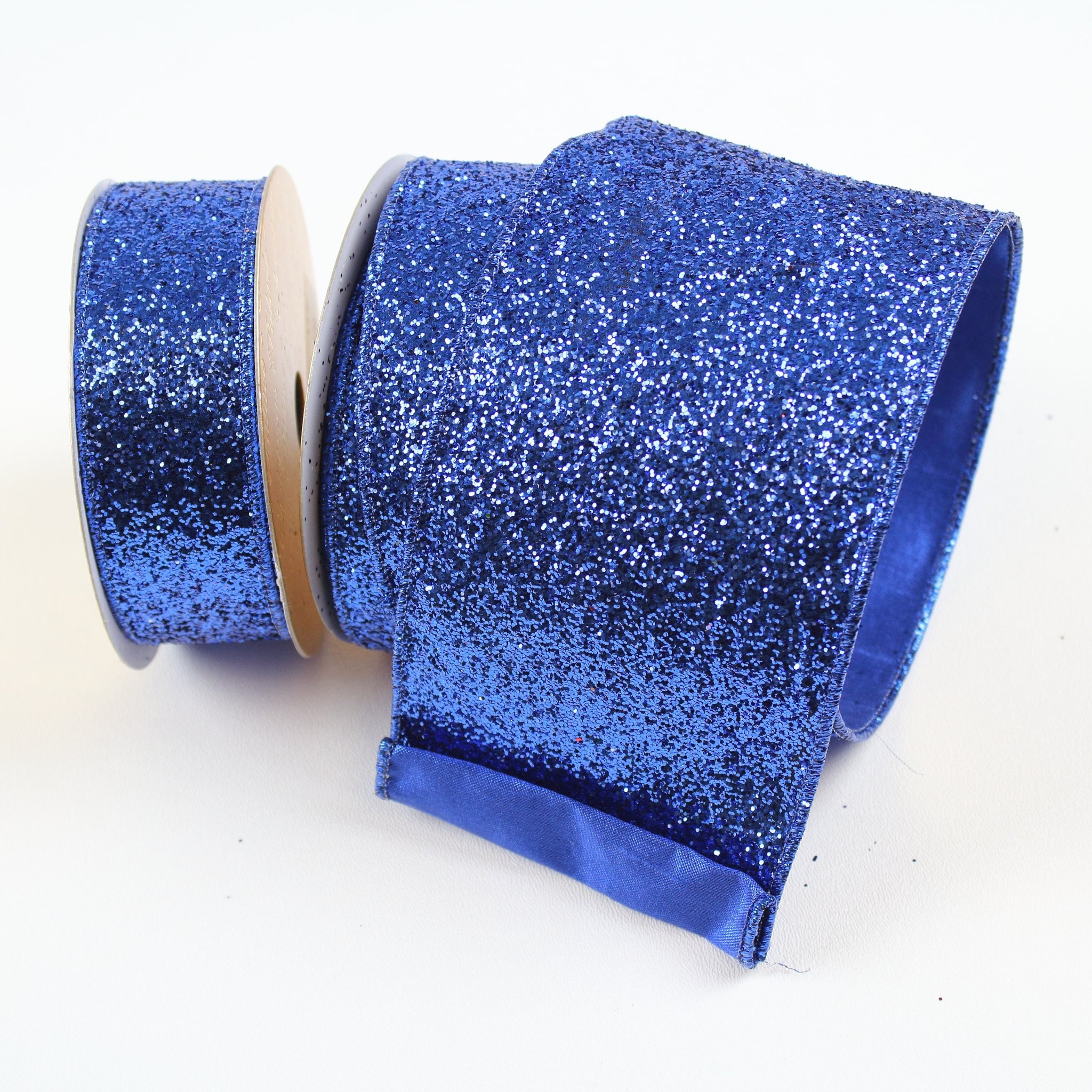 Whimsy Ribbon Blue Royal Blue Glitter Magic Wired Ribbon, Premium Ribbon for Wreaths ...