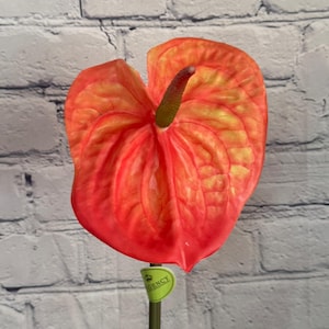 Anthurium Stem, Orange, 25.5”, Real Touch, Unique Florals, Single Stem Floral, Wreath Embellishment Supply, Wedding Bouquets, MTF23798