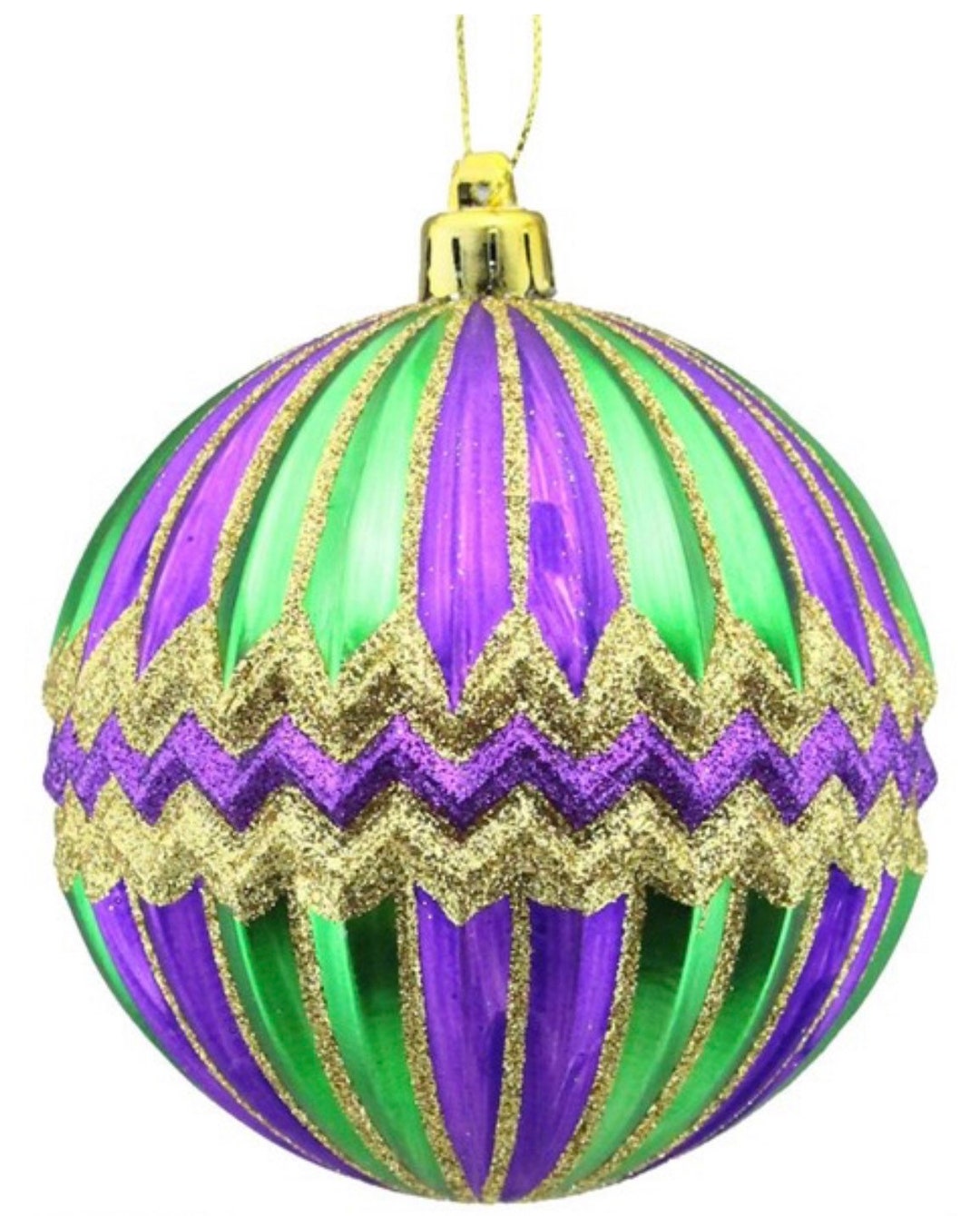 Mardi Gras Ribbed Finial Ornament - Party Time, Inc.