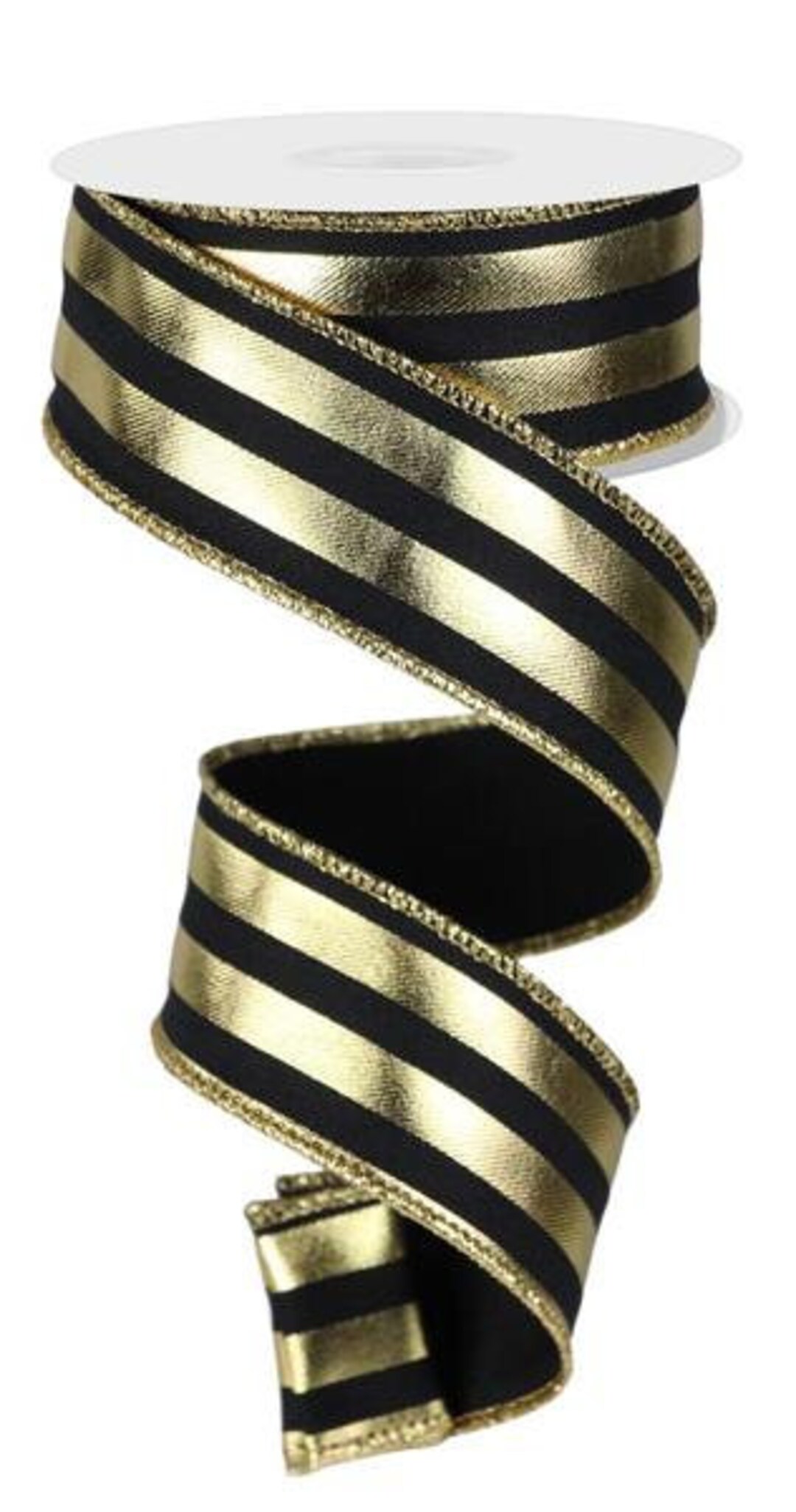 Black With Gold Metallic Vertical Stripes, 1.5