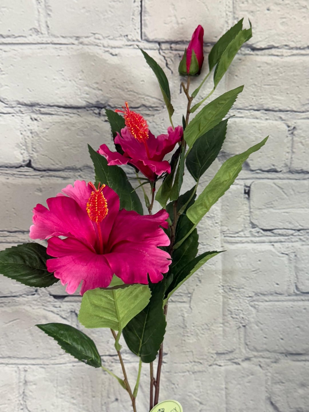 花瓶・フラワースタンド zakka.Happypink GUAXS SOMBA S Hibiscus Spray, Fuchsia, Pink, 29” With 2 Flowers & 1 Bud