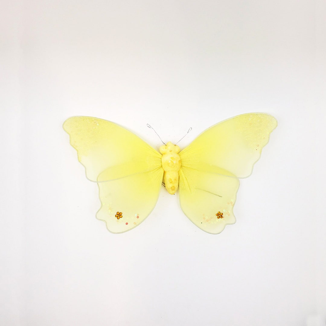 Butterfly 10 Nylon Yellow, Butterfly Decor, Spring Easter or Summer