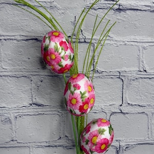 Pink Floral Egg Pick 18”, Easter Spray, Spring Spray, Wreath, Craft, Floral and Garden Supply, 63199PK