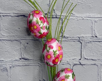 Pink Floral Egg Pick 18”, Easter Spray, Spring Spray, Wreath, Craft, Floral and Garden Supply, 63199PK