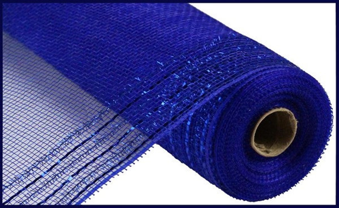 Bordered Mesh Royal Blue Tinsel Foil Wide Border Mesh 10.25