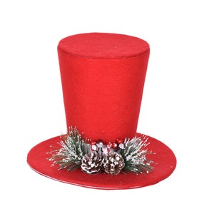 Holiday Top Hat with pinecone trim 9” H Christmas Accent for Wreaths, Wreath Embellishment Supplies, Christmas Tree Ornament 172539