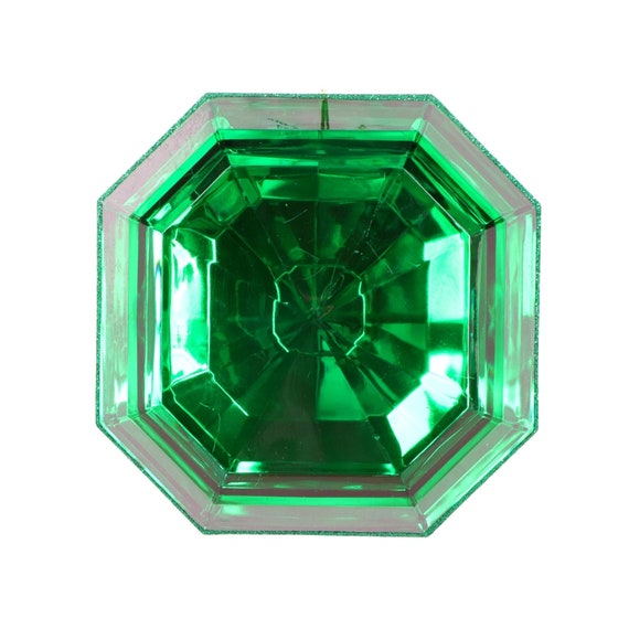 Jewel Ornament Emerald Green 6” Square Acrylic Gem Cut