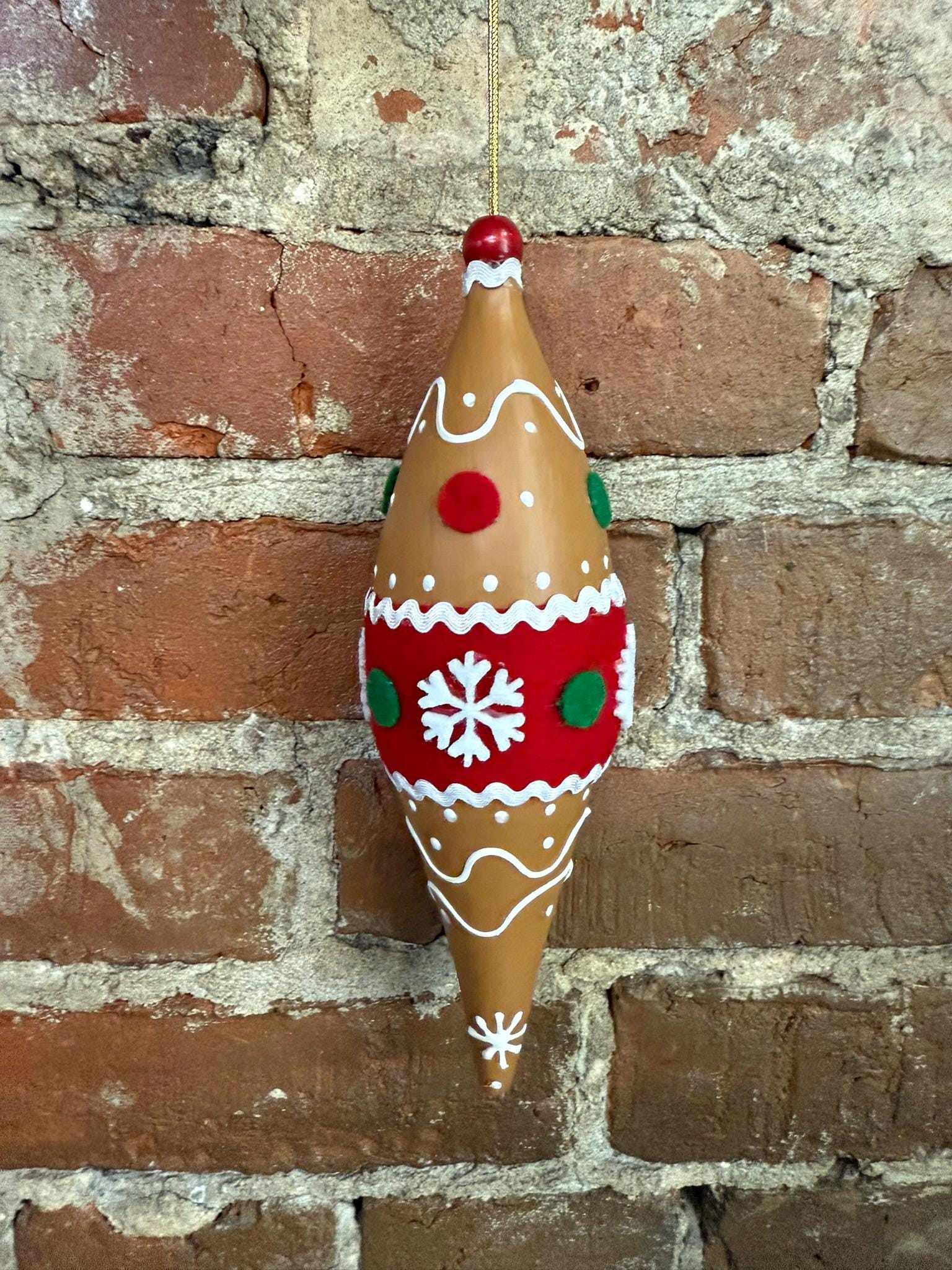 Gingerbread Finial Ornament 8, Perfect for Wreaths