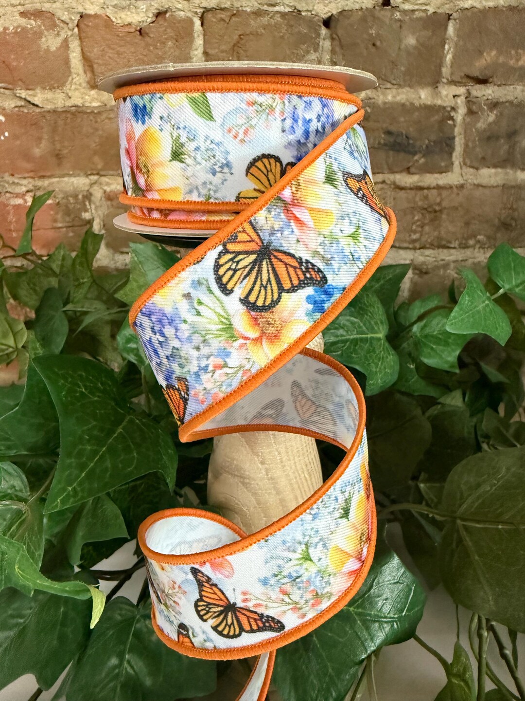 2 Butterfly Ribbons Monarch Butterfly Ribbon 1.5