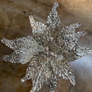 Champagne Poinsettia Stem,11&quot;DIA x 22&quot;L, Fabric w/ Glitter Winter Spray for Wreaths, Centerpieces, Swags, and Christmas Trees XS401735