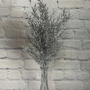 Silver Christmas Glitter Spray 20”, Christmas Tree Spray, Glitter Pick for Wreaths, Centerpieces, Swags, Garlands or DIY Projects 83045-SIL