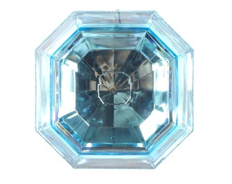 Gem Ornament Light Blue 6” Square Acrylic Jewel Cut Precious, Light Blue Shatterproof Christmas Ornament, Wreath Attachment or Supplies