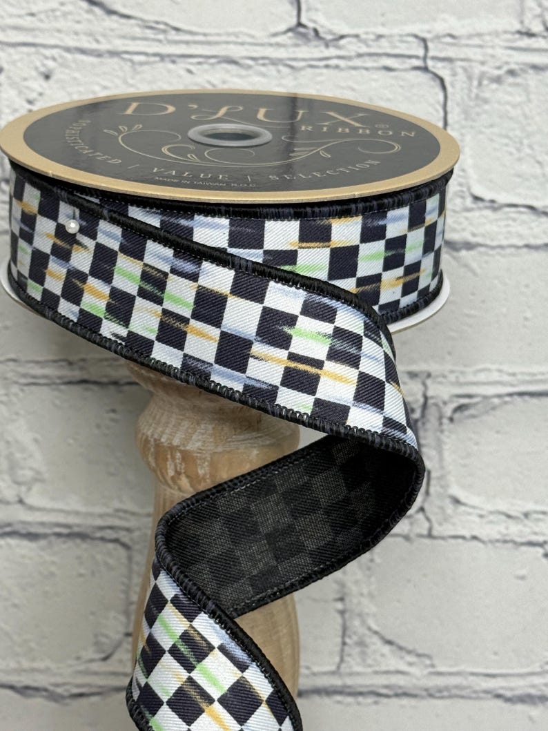 Mini Antique Checkerboard Ribbon – 1.5