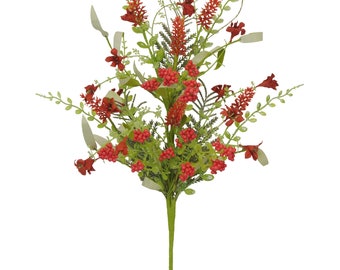 Rouge 60919 Lavande en vaporisateur baies, brindilles et verdure en spray 23 pouces, embellissement de couronnes, offre florale, buissons floraux du 4 juillet, 60919