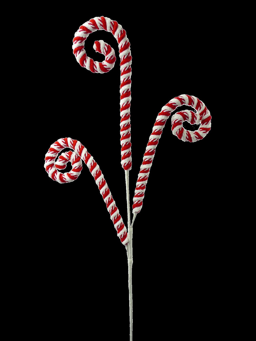 Red And White Curly Candy Canes Peppermint Spray For Wreaths