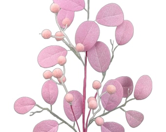 Magnolia Leaf Pink Spray 30"  Berry Spray for Wreaths, Centerpieces, Swags, Garlands Easter Spring and Christmas Trees