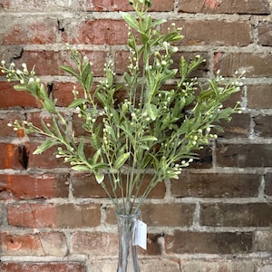 Greenery Filler, Plastic Mini Bud Leaf Bush with Soft Cream & Light Green Leaves, 21&quot; L, FG661738