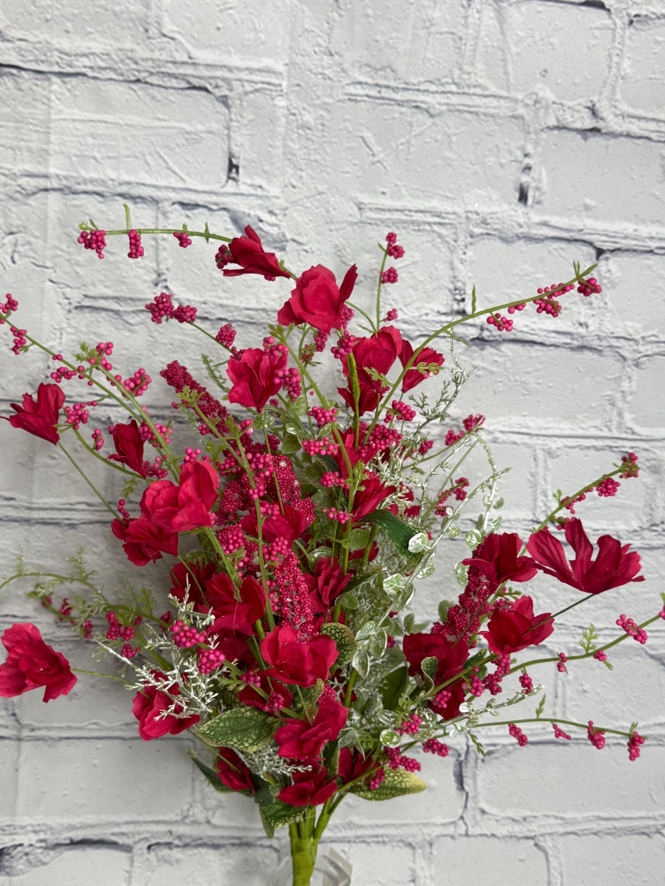Hot Pink Wildflower Berry Spray – 22