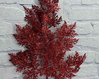 Cedar Red Glittered Spray 19”, Christmas Tree Spray, Glitter Pick for Wreaths, Centerpieces, Swags, Garlands or DIY Projects, 262324