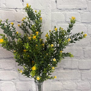 Gypso Bush Yellow 19” x 7, Mix Greenery Bush Vase Filler, Greenery Stem Wreath Embellishment Supply, Floral Supply, Wedding Bouquets
