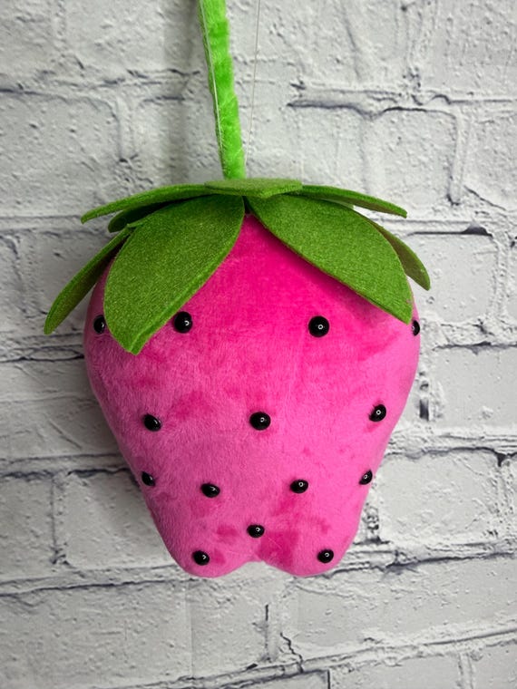 Pink Plush Strawberry Ornament – 11” Tall X 5” Diameter | Wreath