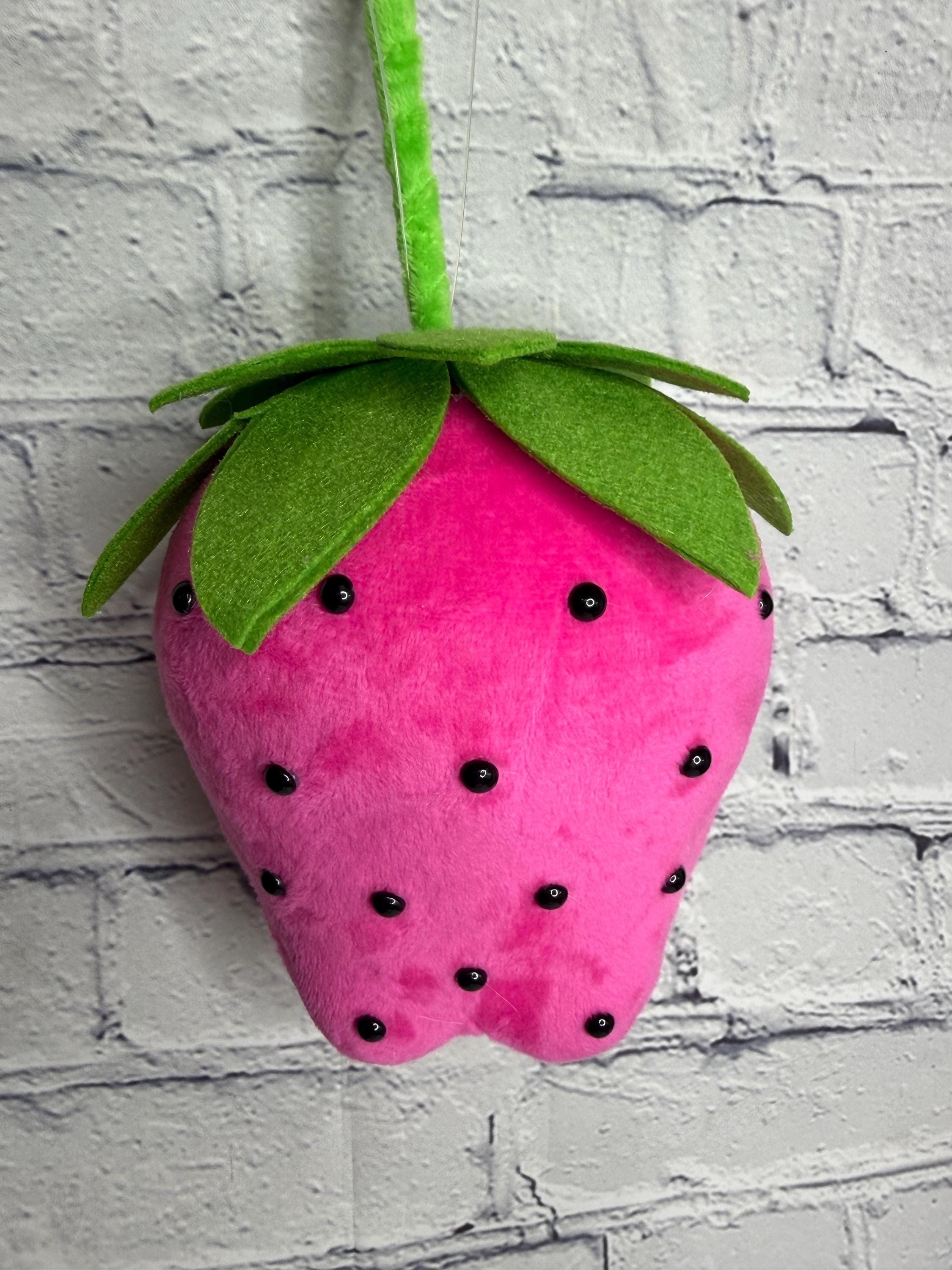 Pink Plush Strawberry Ornament – 11” Tall X 5” Diameter | Wreath