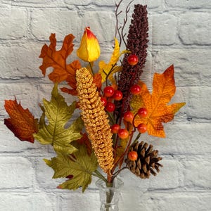 Fall Maple Sorghum Berry and Pinecone Pick, Fall Wreath or Craft Floral Supply, 63009
