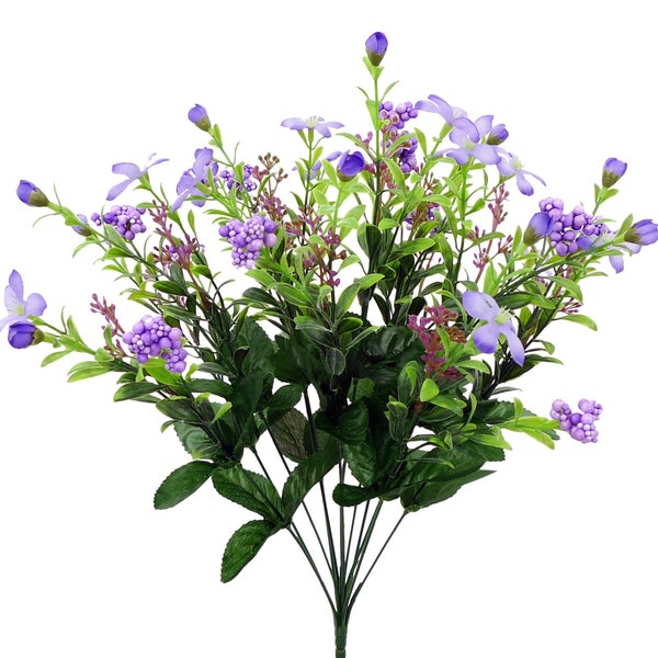 Star Flower Purple Berry x 12, 18", Filler  Bush Vase Filler, Greenery Stem Wreath Embellishment Supply, Floral Supply, 35094PU