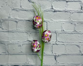 Purple Floral Egg Pick 18”, Easter Spray, Spring Spray, Wreath, Craft, Floral and Garden Supply, 63199PU