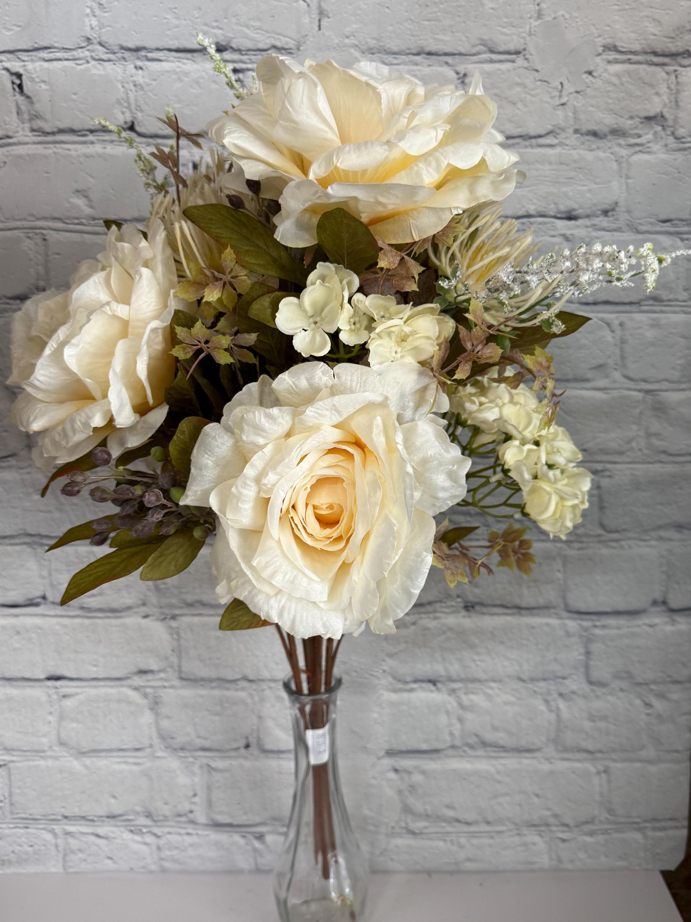 Cream Peony, Daisy, Protea Bush 21