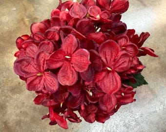 Red Hydrangea Stem – Fabric Flowers, 18" Tall – Perfect for Bouquets, Centerpieces, Wreaths, FS385624