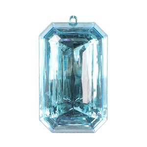 Gem Ornament Light Blue Acrylic Emerald Cut Precious 8", Light Blue Ornament, Shatterproof Christmas Ornament, Wreath Attachment, CX946-04