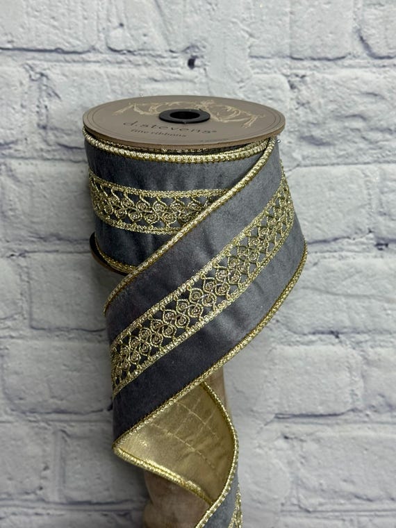 Platinum Velvet 2.5” X 5 Yards, D. Stevens Premium Ribbon, 87-1438