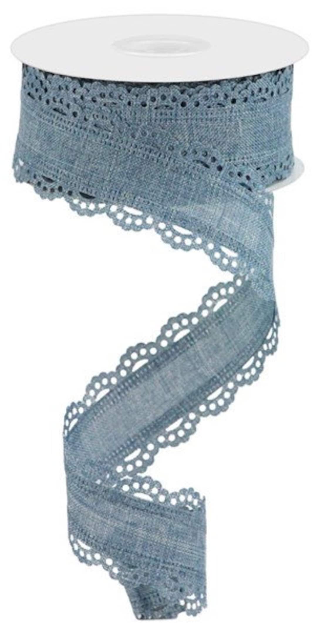 【BAON】Hendia Side Ribbon Brushed Mini One Piece Bandana Wired Ribbon, Farmhouse Wired Ribbon, 1.5