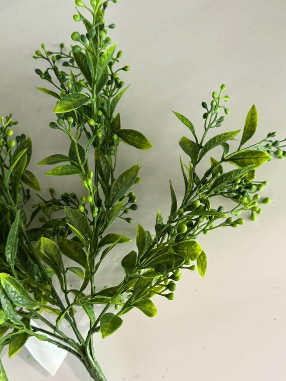 Greenery Plastic Leaf Bush – 7 Stems | Greenery Filler for Wreaths