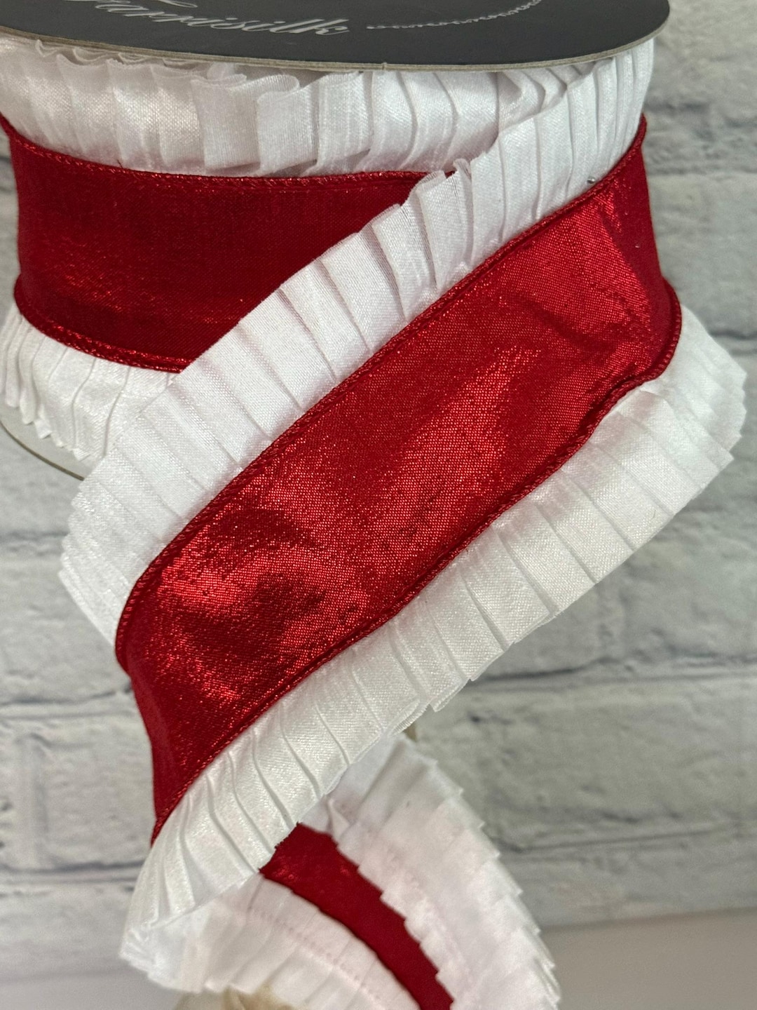 Red Ruffled Ribbon Red Ribbon With White Ruffled Edges – 4