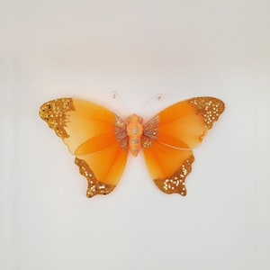 Nylon 10&quot; Butterfly Orange,  Butterfly Decor, Spring Easter or Summer Wreath Embellishment PRBF1006