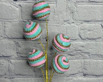 Pink, Blue, Gold Twirl Ball Spray 20" H– Candy Christmas & Baby Shower Decor | Pastel Holiday Stem | Birthday Party Accent, 85904PKB