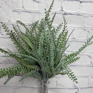 Button Fern Leaf Bush, Beaded Fern 19" Plastic, Greenery Wreath Embellishment Supply, Floral Supply, Floral Bushes