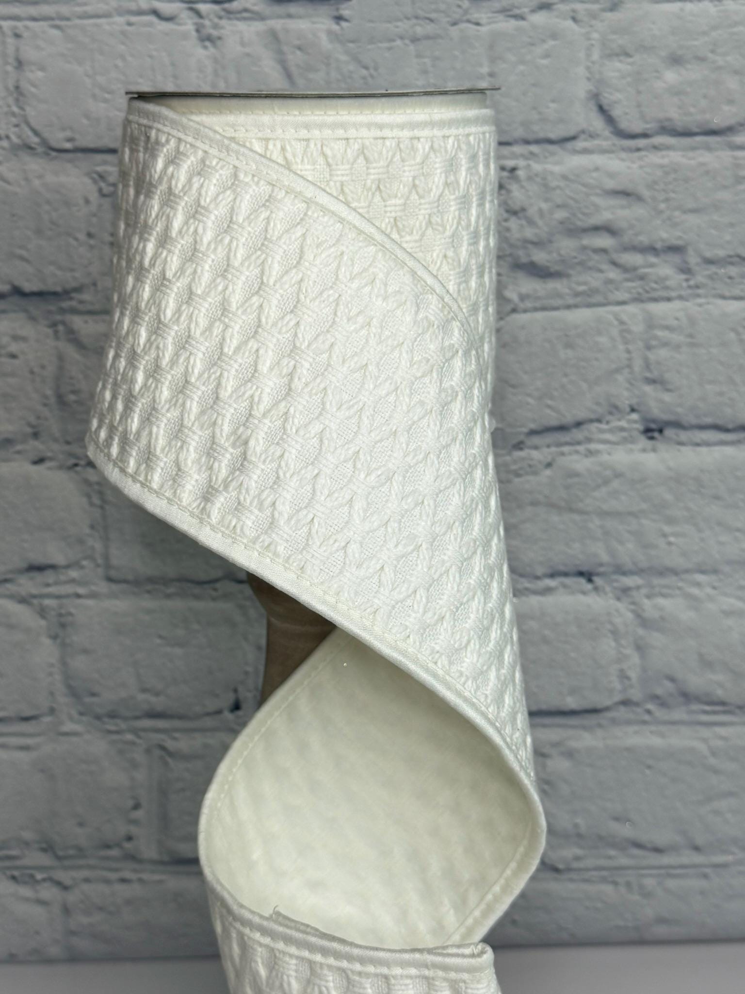 Ivory Cotton Waffle Jacquard Ribbon 4
