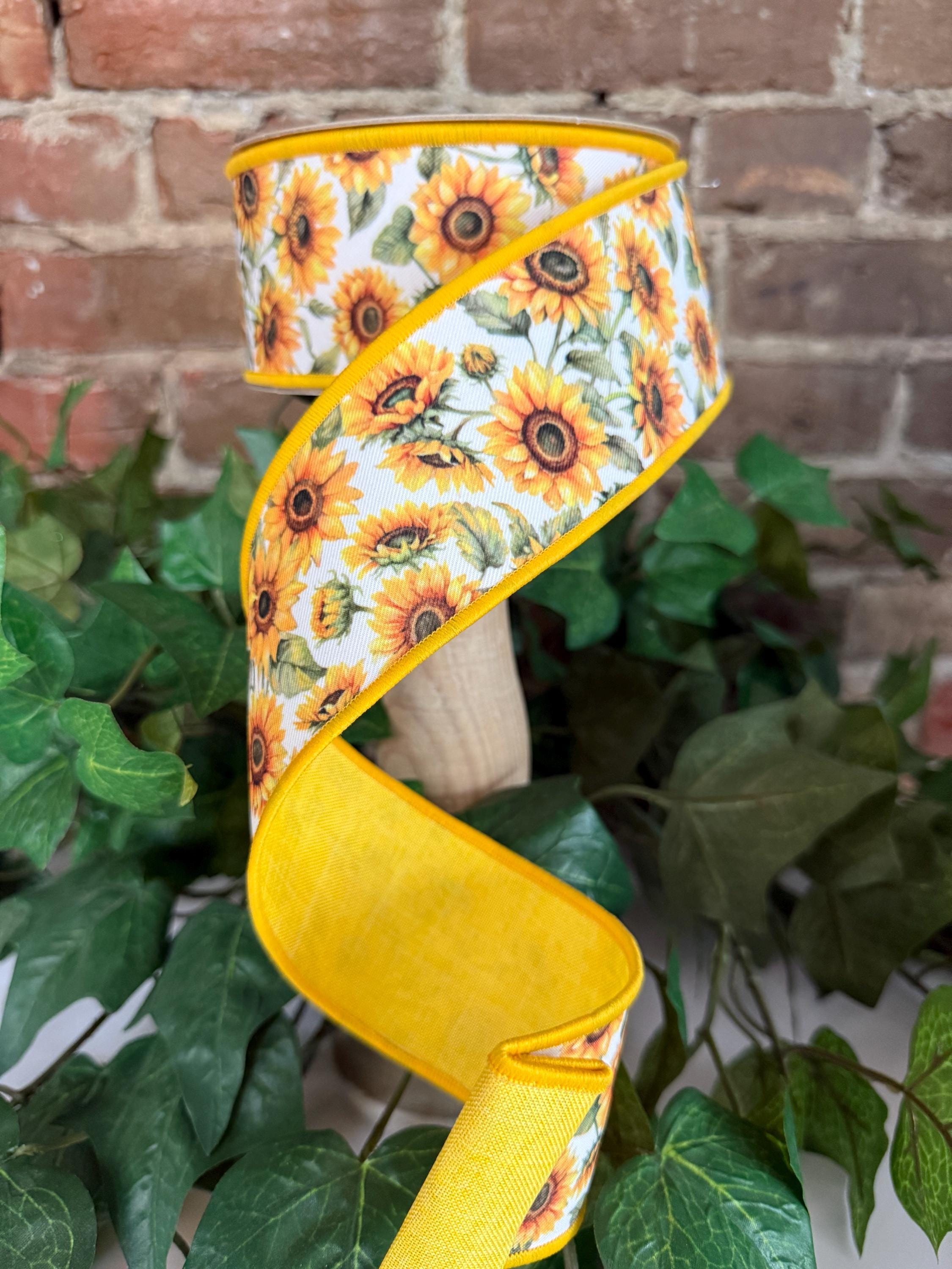 【送料0円】 Yellow With Fused Ribbon Sunflower Backing Yards 10 X 2.5” ジェルネイル・ネイルシール